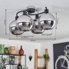 Koyoto Plafondlamp - Glas Chroom, Rookkleurig, 4-lichts