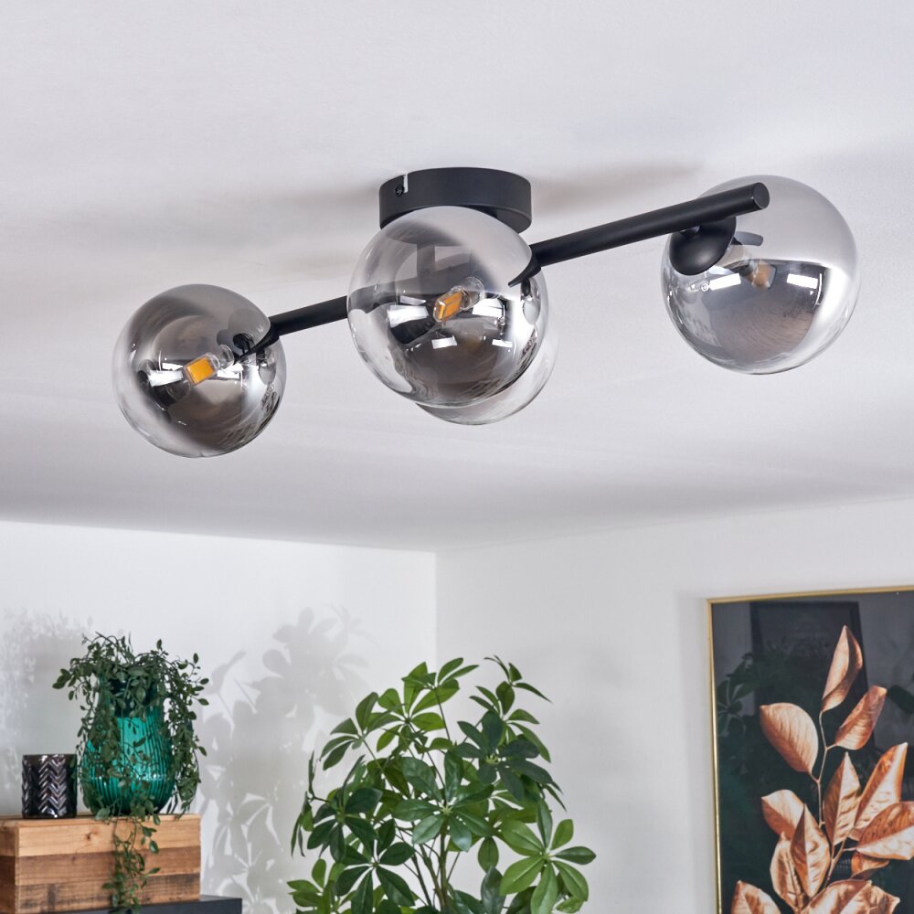Chehalis Plafondlamp - Glas Duidelijk, Rookkleurig, 4-lichts