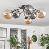 Chehalis Plafondlamp - Glas Amber, Rookkleurig, 6-lichts
