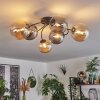 Chehalis Plafondlamp - Glas Amber, Rookkleurig, 6-lichts