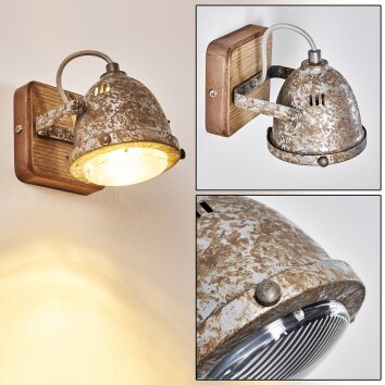 Bangkok Muurlamp Bruin, Pewter, 1-licht Bangkok Muurlamp Bruin, Pewter, 1-licht