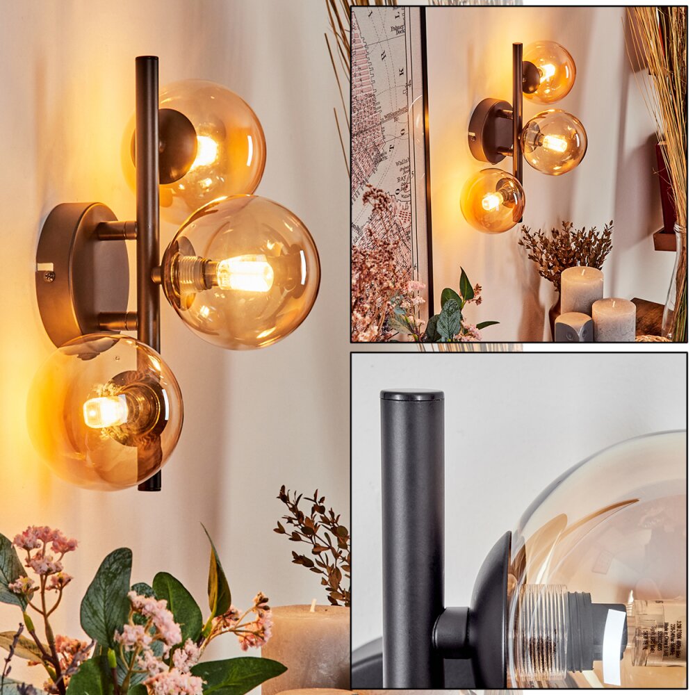 Chehalis Muurlamp - Glas Amber, 3-lichts main product photo