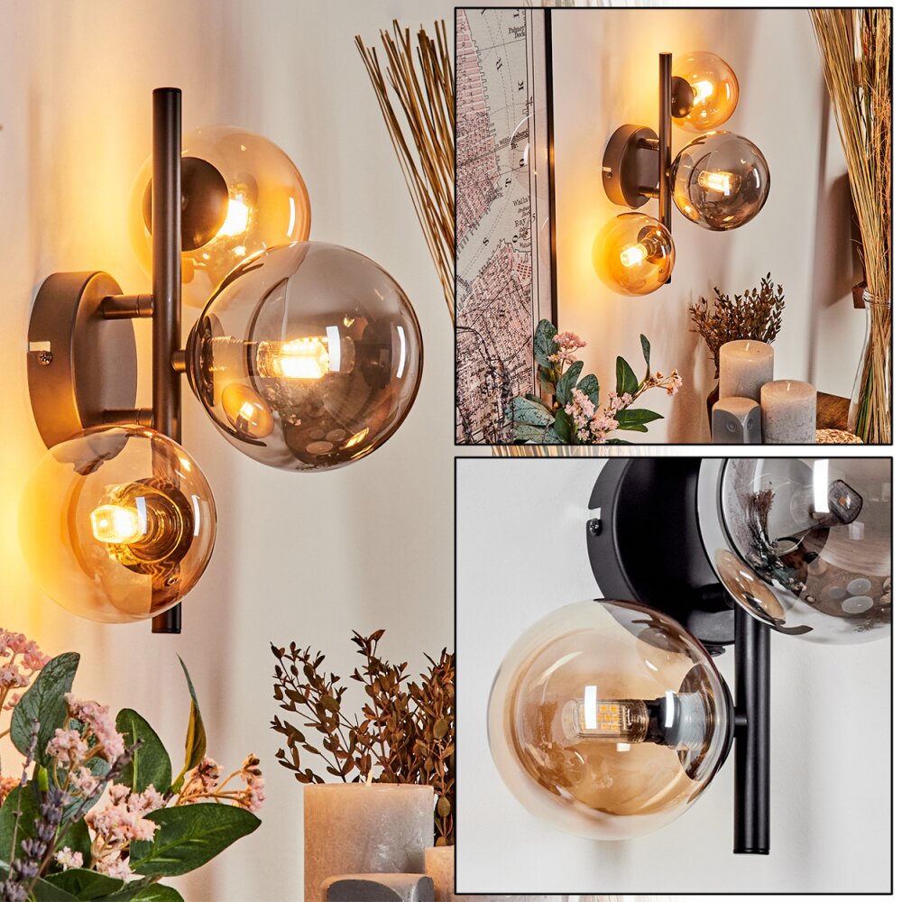 Chehalis Muurlamp - Glas Amber, Rookkleurig, 3-lichts main product photo