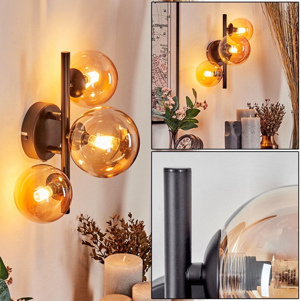 Chehalis Muurlamp - Glas Amber, 3-lichts main product photo