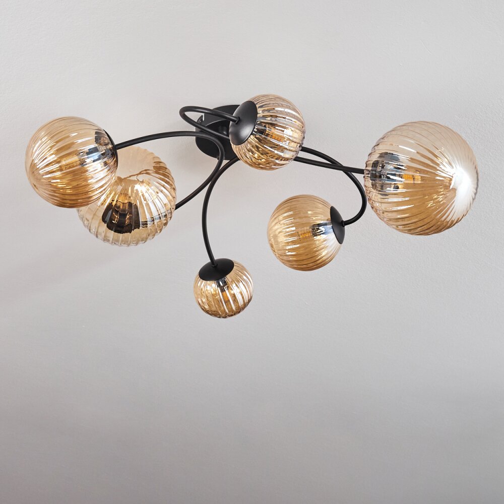Chehalis Plafondlamp - Glas Amber, 6-lichts