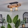 Montgomery Plafondlamp - Glas Natuurlijke kleuren, Zwart, 2-lichts