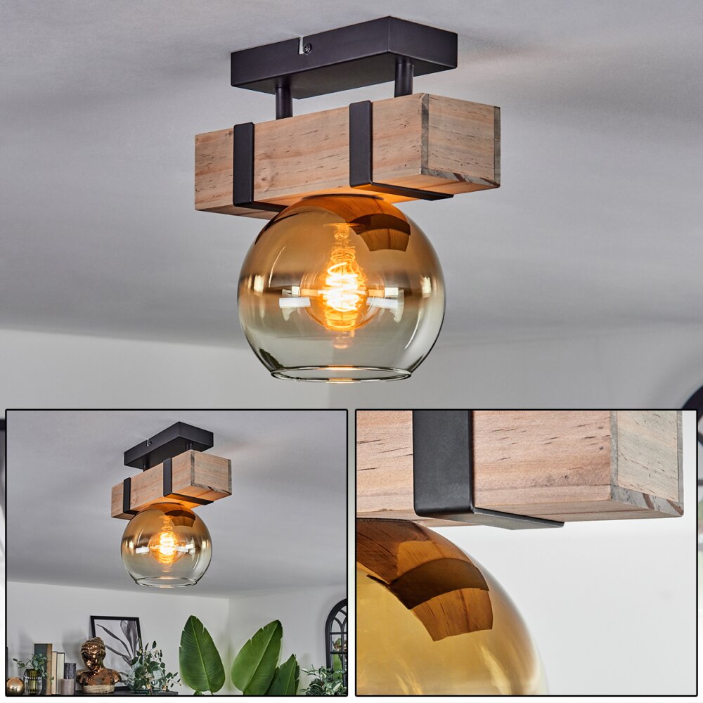 Montgomery Plafondlamp - Glas 15 cm Natuurlijke kleuren, Zwart, 1-licht main product photo