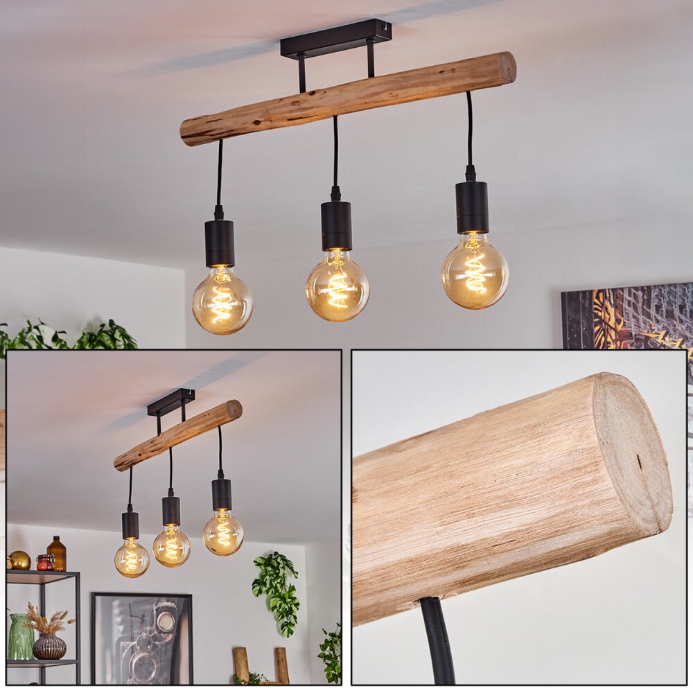 Soungou Plafondlamp Natuurlijke kleuren, Zwart, 3-lichts main product photo