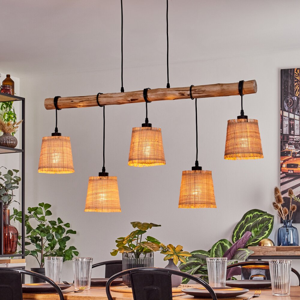 Soungou Hanglamp Natuurlijke kleuren, Zwart, 5-lichts