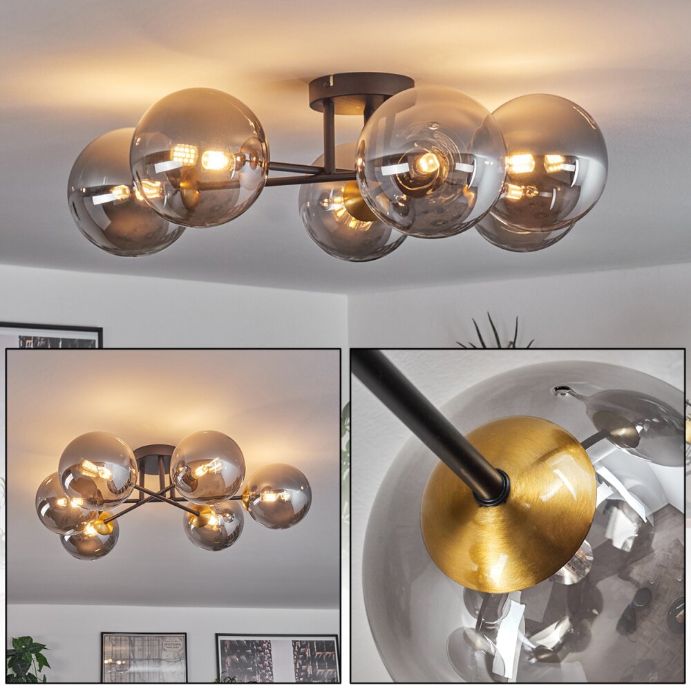 Chehalis Plafondlamp - Glas 15 cm Goud, Zwart, 6-lichts main product photo