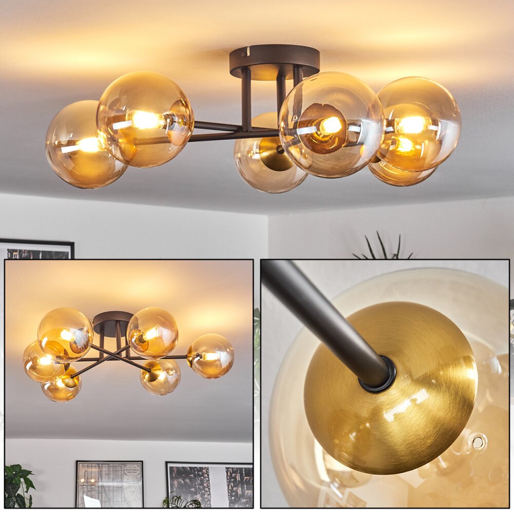 Chehalis Plafondlamp - Glas 12 cm Goud, Zwart, 6-lichts main product photo