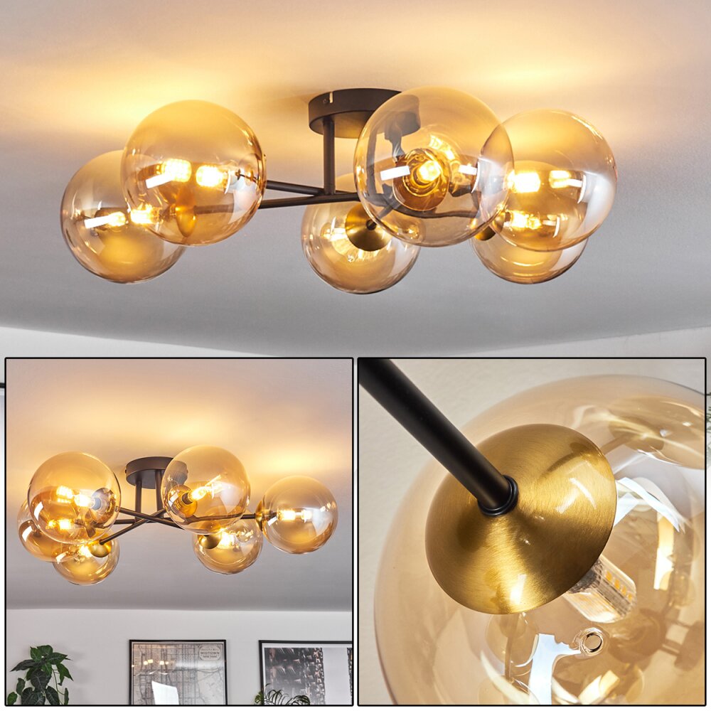 Chehalis Plafondlamp - Glas 15 cm Goud, Zwart, 6-lichts main product photo