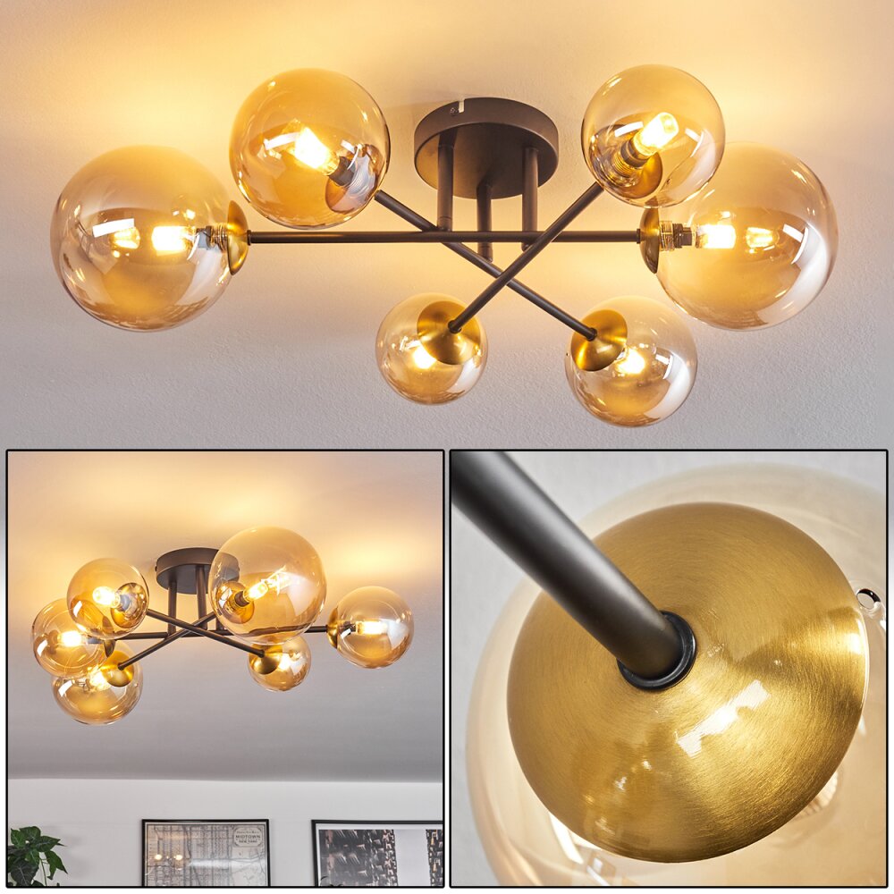 Chehalis Plafondlamp - Glas 10 cm, 12 cm, 15 cm Goud, Zwart, 6-lichts main product photo