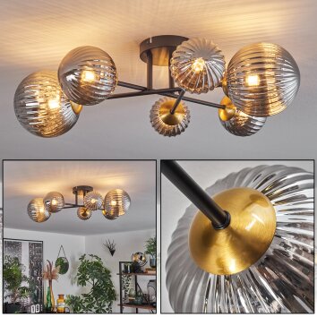 Chehalis Plafondlamp - Glas 10 cm, 12 cm, 15 cm Goud, Zwart, 6-lichts Chehalis Plafondlamp - Glas 10 cm, 12 cm, 15 cm Goud, Zwart, 6-lichts