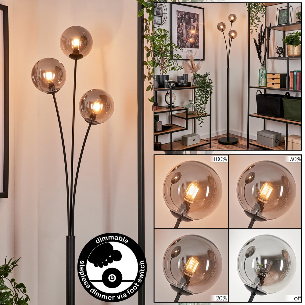 Bernado Staande lamp - Glas 12 cm Rookkleurig, 3-lichts main product photo