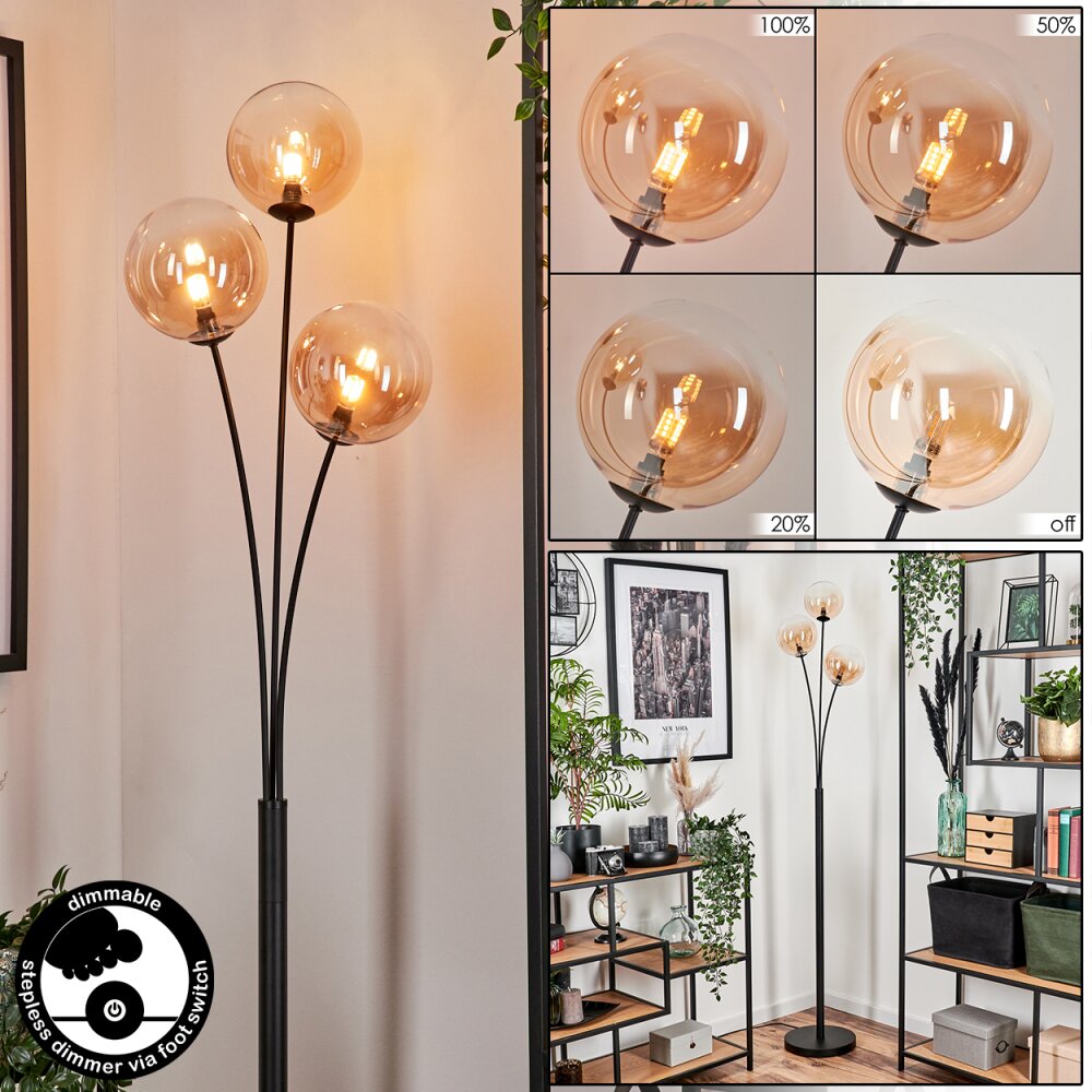Bernado Staande lamp - Glas 15 cm Amber, Duidelijk, 3-lichts main product photo