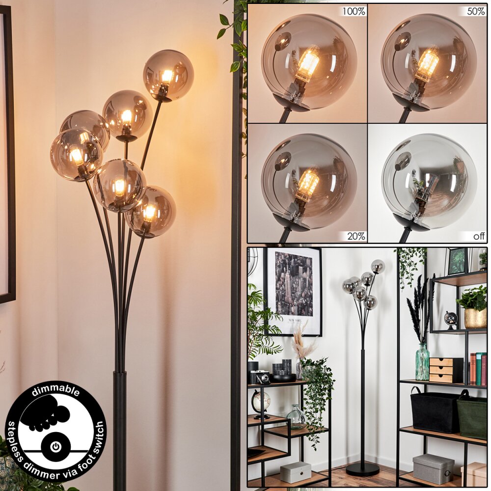 Bernado Staande lamp - Glas 12 cm Rookkleurig, 6-lichts main product photo