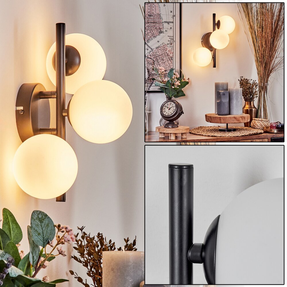 Chehalis Muurlamp - Glas 10 cm Wit, 3-lichts main product photo
