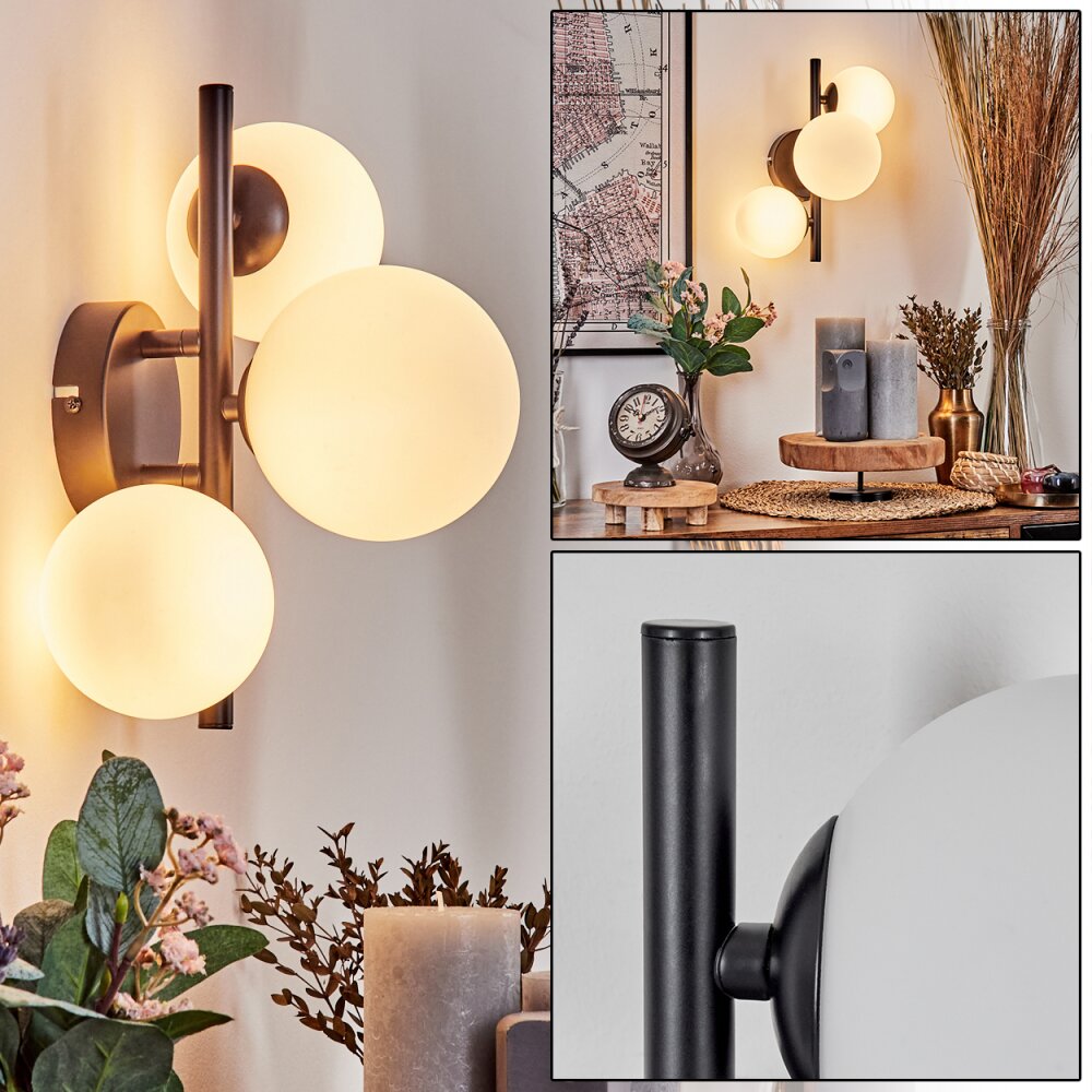 Chehalis Muurlamp - Glas 10 cm, 12 cm Wit, 3-lichts main product photo