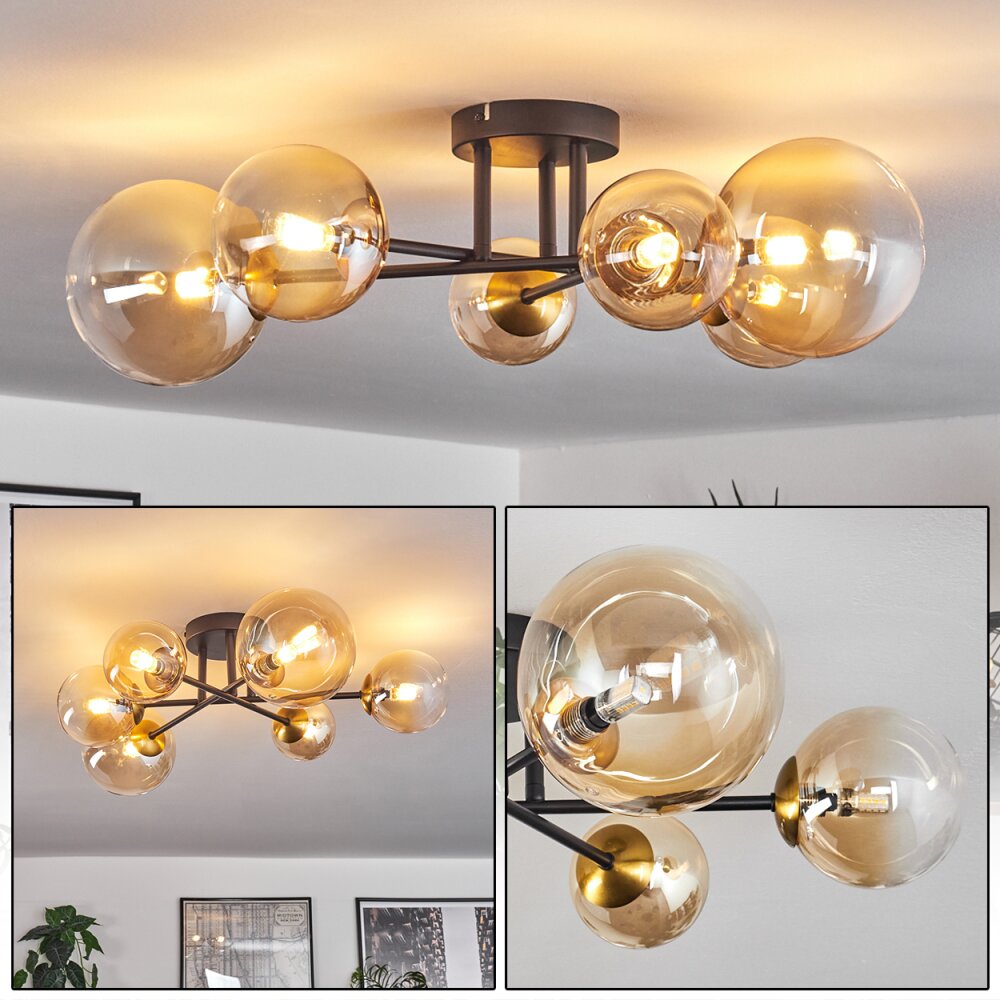 Chehalis Plafondlamp - Glas 10 cm, 12 cm, 15 cm Goud, Zwart, 6-lichts main product photo