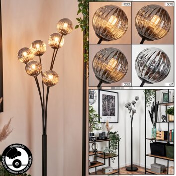 Bernado Staande lamp - Glas 10 cm Rookkleurig, 6-lichts
