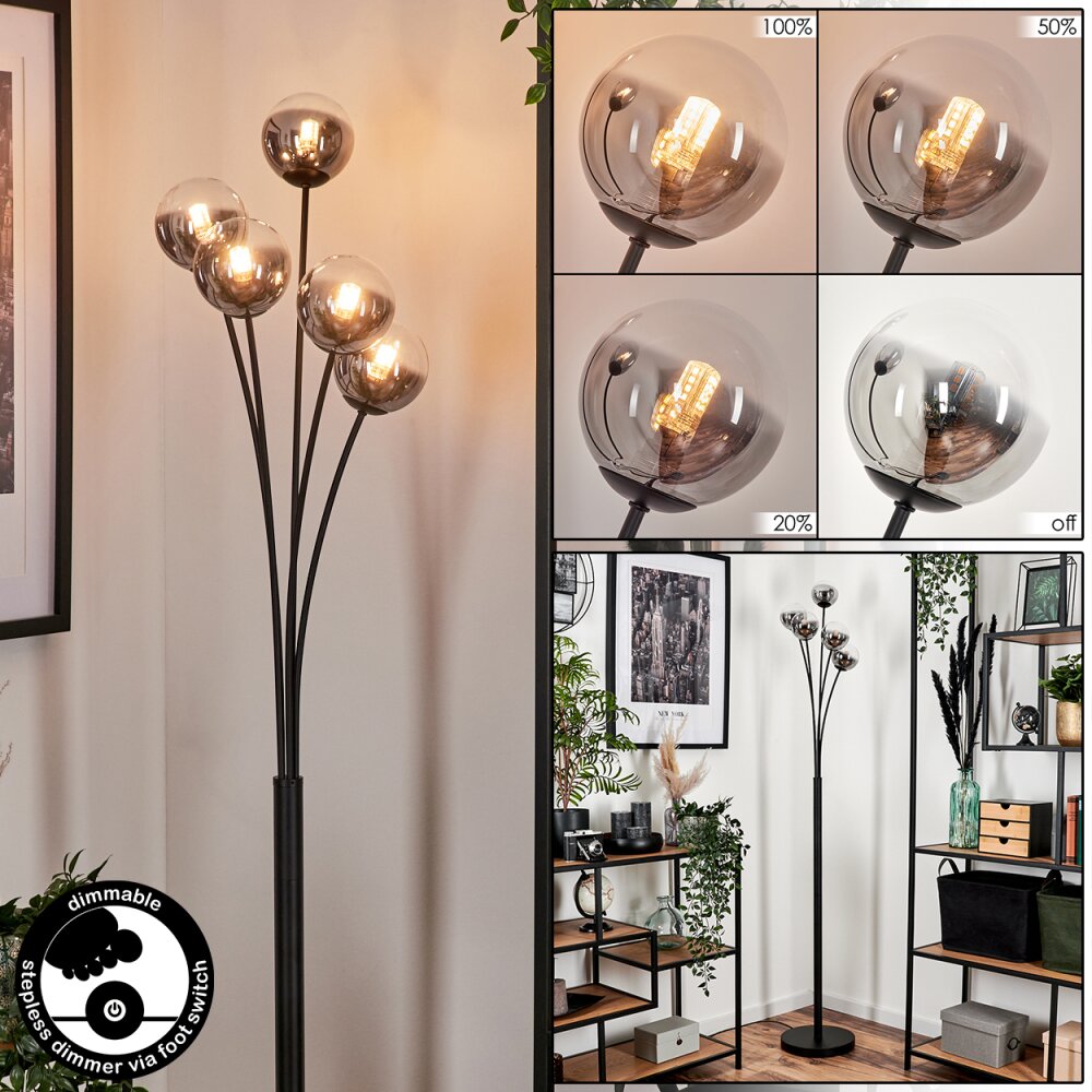 Bernado Staande lamp - Glas 10 cm Duidelijk, Rookkleurig, 5-lichts main product photo