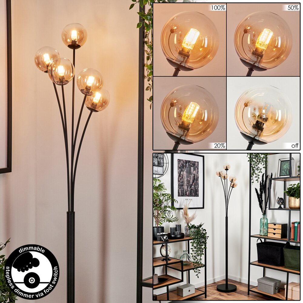 Bernado Staande lamp - Glas 10 cm Amber, Duidelijk, 5-lichts main product photo