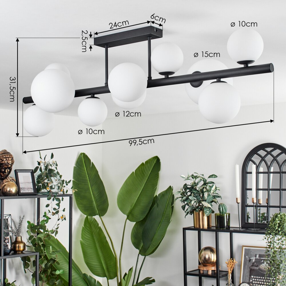 Chehalis Plafondlamp - Glas 10 cm, 12 cm, 15 cm Wit, 10-lichts