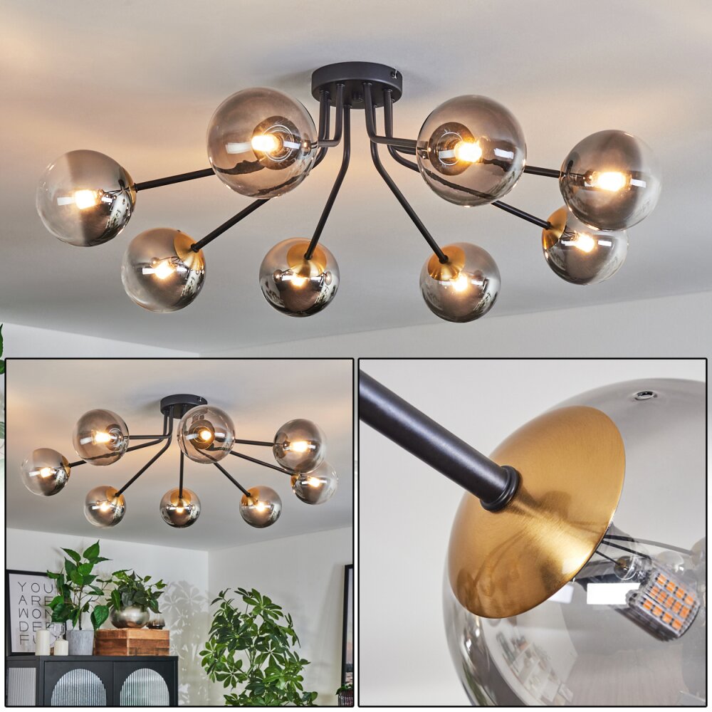 Chehalis Plafondlamp - Glas 12 cm Goud, Zwart, 8-lichts main product photo