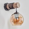 Koyoto Muurlamp - Glas 15 cm Natuurlijke kleuren, Zwart, 1-licht