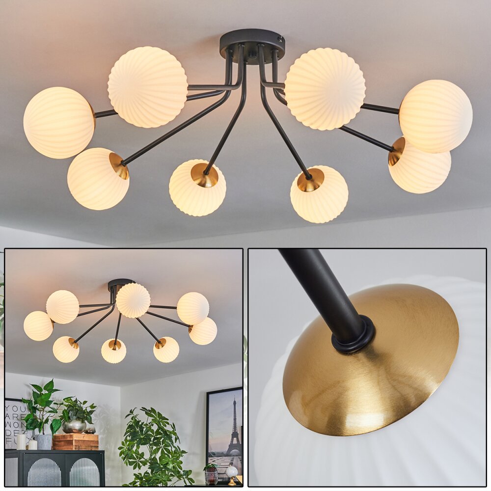 Chehalis Plafondlamp - Glas 12 cm Goud, Zwart, 8-lichts main product photo