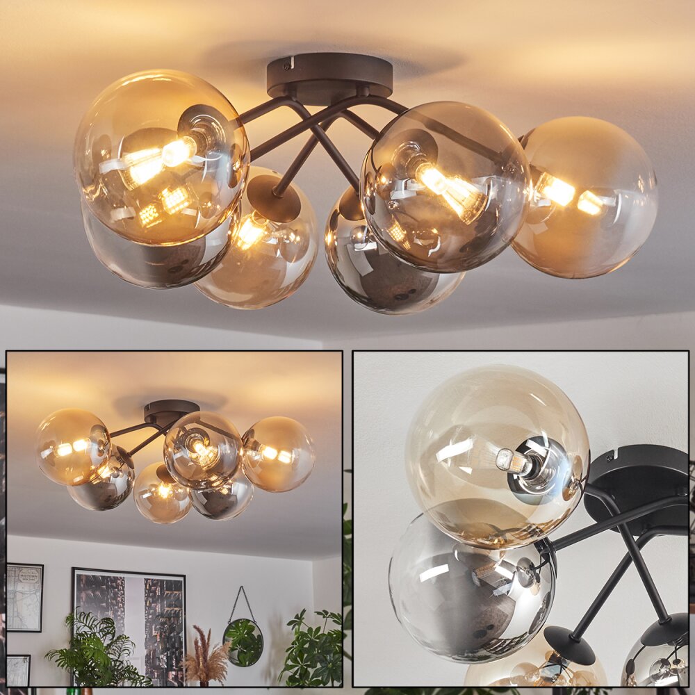 Chehalis Plafondlamp - Glas 15 cm Amber, Duidelijk, Rookkleurig, 6-lichts main product photo
