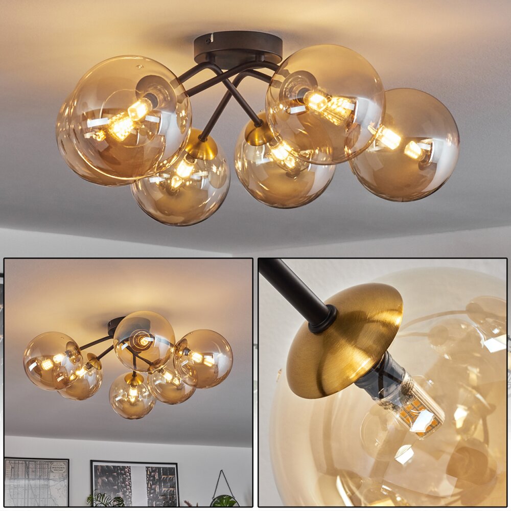 Chehalis Plafondlamp - Glas 15 cm Goud, Zwart, 6-lichts main product photo