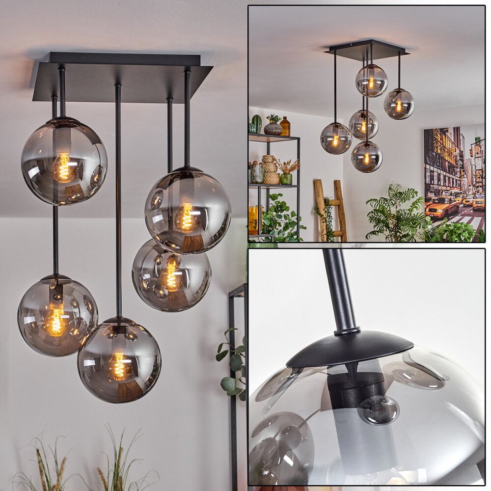 Gastor Plafondlamp - Glas 15 cm Rookkleurig, 5-lichts main product photo