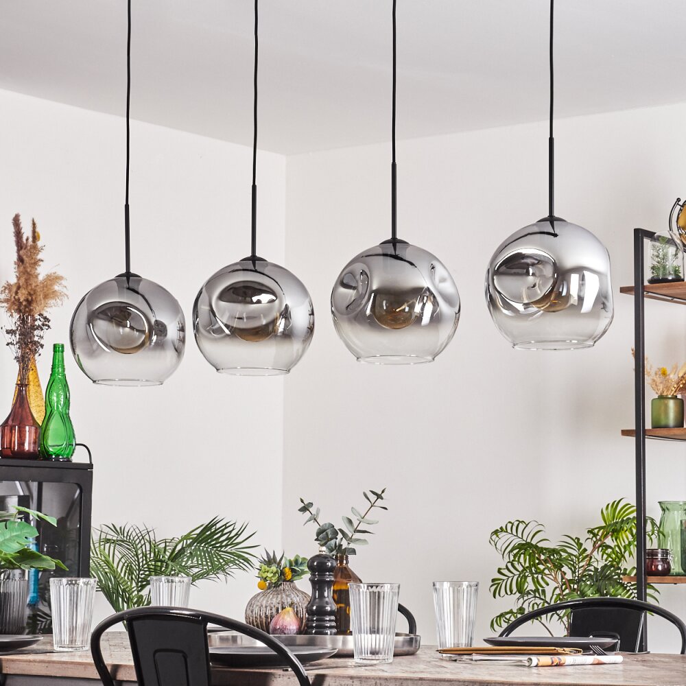 Ripoll Hanger - Glas 25 cm Duidelijk, Rookkleurig, 4-lichts