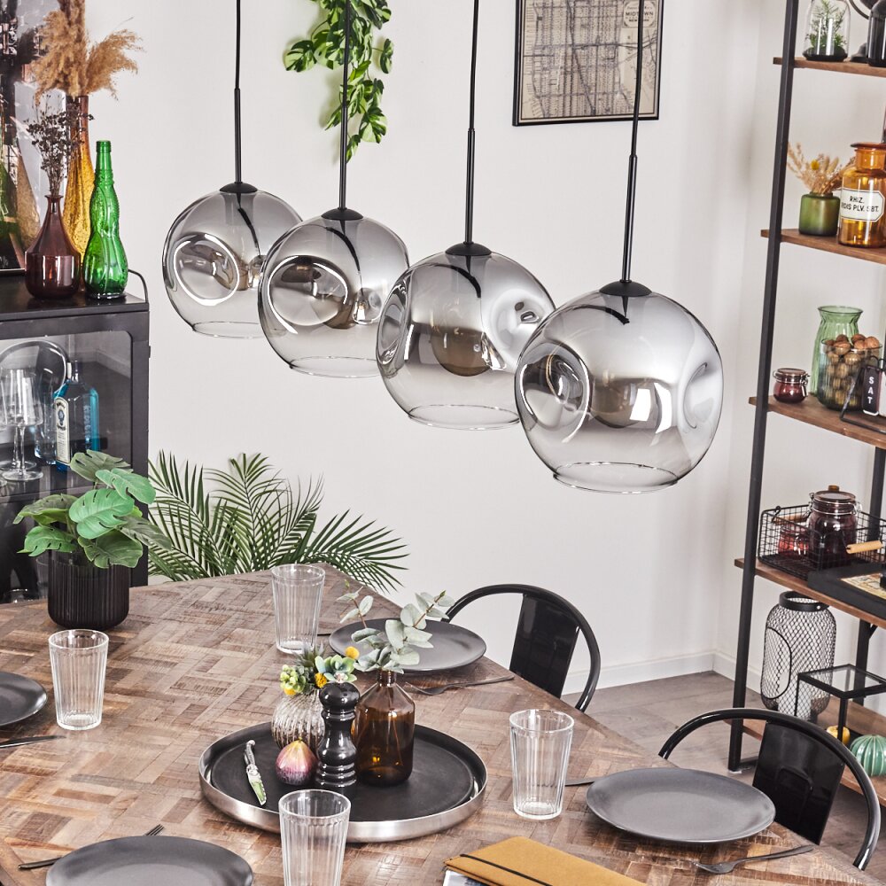 Ripoll Hanger - Glas 25 cm Duidelijk, Rookkleurig, 4-lichts
