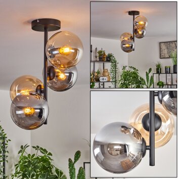 Gastor Plafondlamp - Glas 15 cm Amber, Rookkleurig, 4-lichts