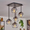 Koyoto Plafondlamp - Glas 15 cm Duidelijk, Rookkleurig, 5-lichts