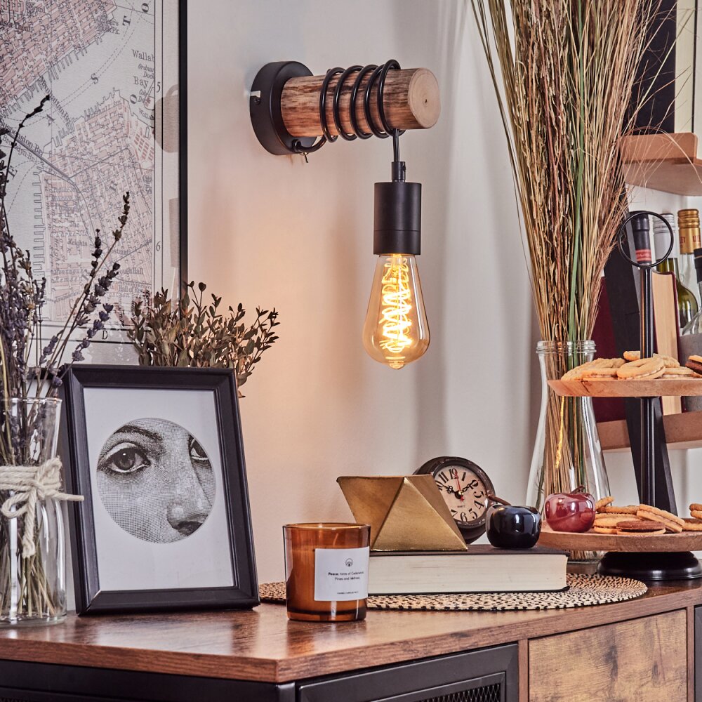 Yaak Muurlamp Natuurlijke kleuren, Zwart, 1-licht