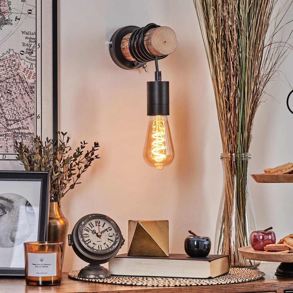 Yaak Muurlamp Natuurlijke kleuren, Zwart, 1-licht