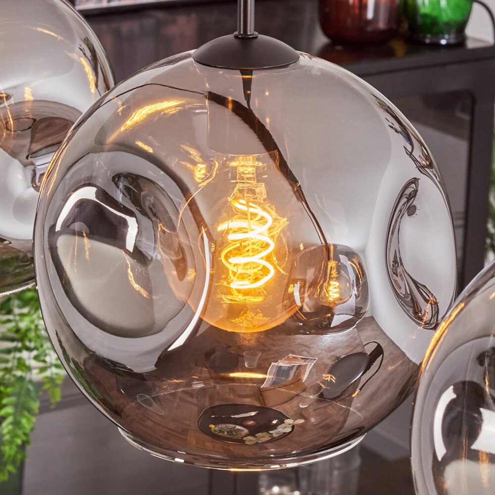 Ripoll Hanger - Glas 25 cm Rookkleurig, 4-lichts