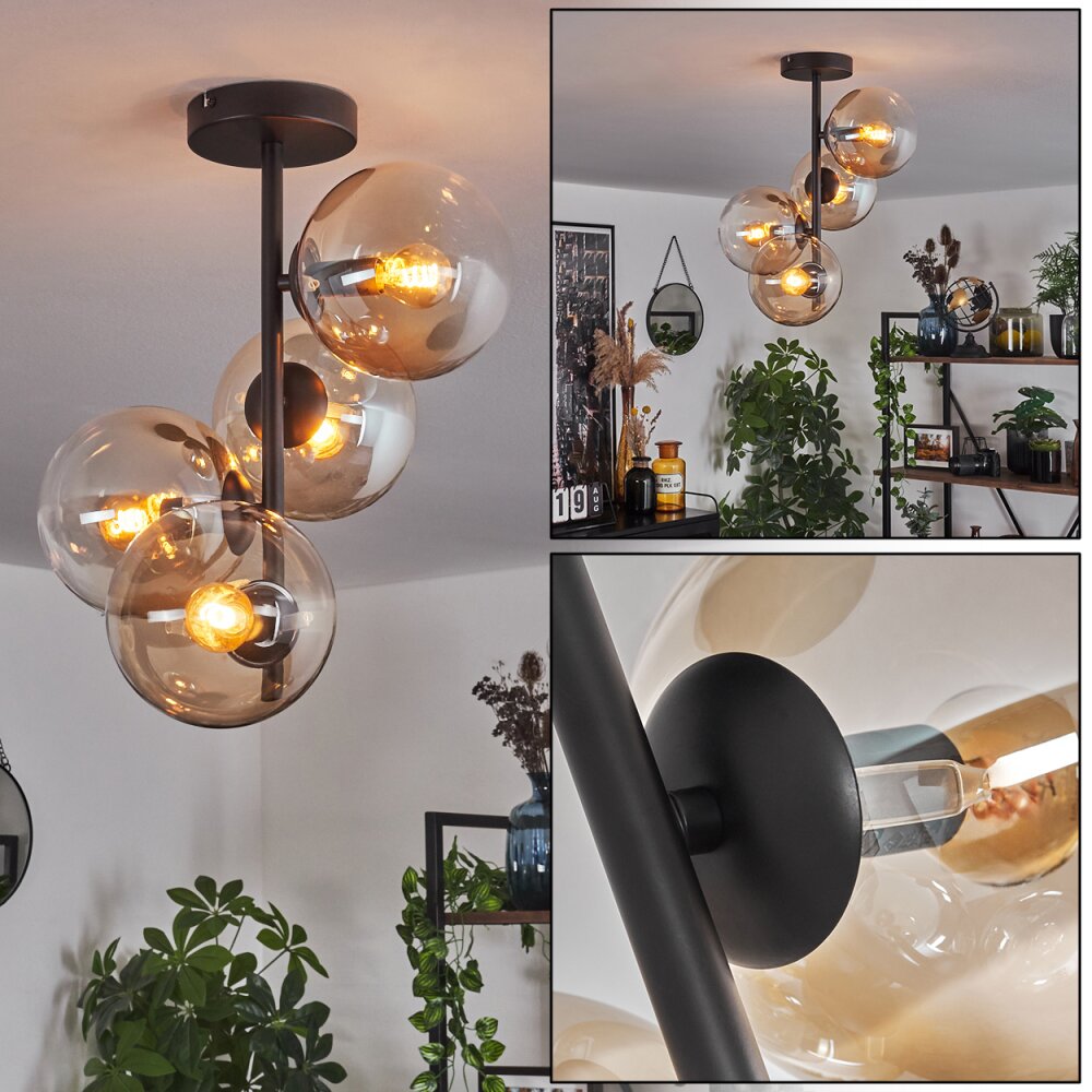 Gastor Plafondlamp - Glas 15 cm Amber, Duidelijk, 4-lichts main product photo