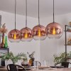 Koyoto Hanger - Glas 30 cm Duidelijk, Koperkleurig, 4-lichts