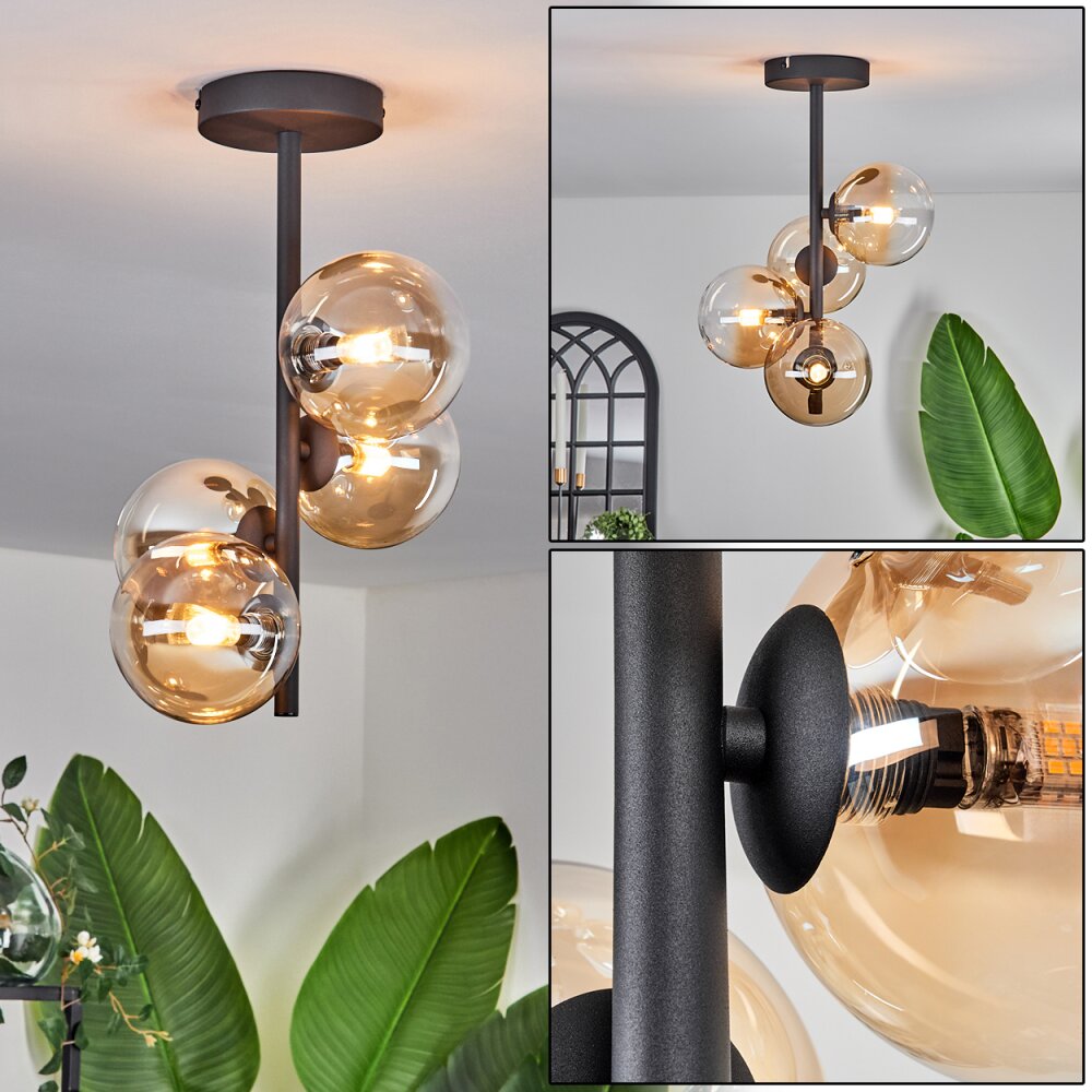 Chehalis Plafondlamp - Glas 10 cm Amber, Duidelijk, 4-lichts main product photo