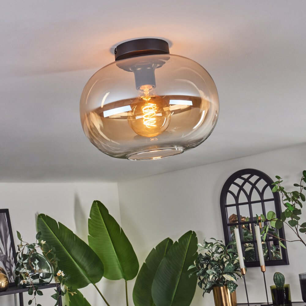 Apedo Plafondlamp - Glas 30 cm Amber, Duidelijk, 1-licht