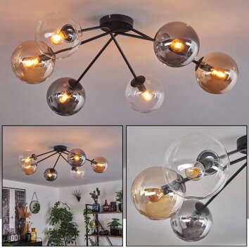 Gastor Plafondlamp - Glas 15 cm Amber, Duidelijk, Rookkleurig, 6-lichts