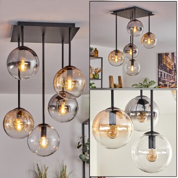 Gastor Plafondlamp - Glas 15 cm Amber, Duidelijk, Rookkleurig, 5-lichts Gastor Plafondlamp - Glas 15 cm Amber, Duidelijk, Rookkleurig, 5-lichts
