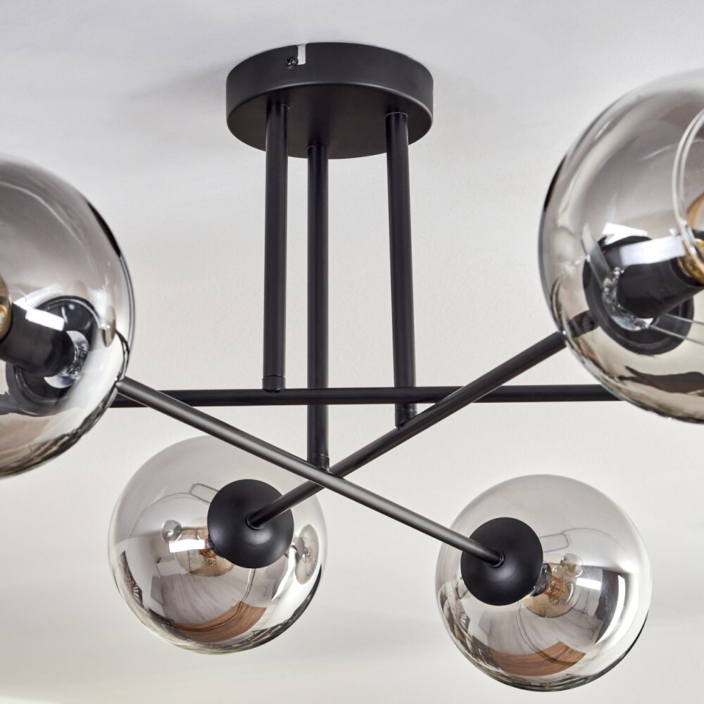 Koyoto Plafondlamp - Glas 15 cm Duidelijk, Rookkleurig, 6-lichts