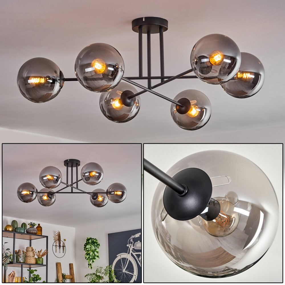 Gastor Plafondlamp - Glas 15 cm Rookkleurig, 6-lichts main product photo