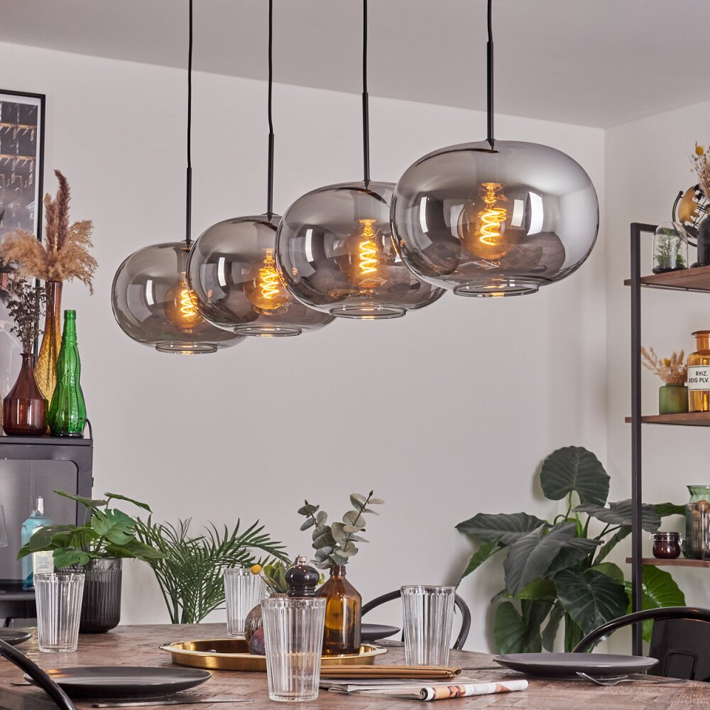 Apedo Hanger - Glas 30 cm Rookkleurig, 4-lichts